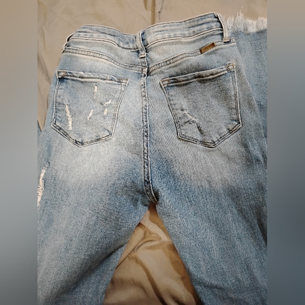KanCan Distressed Light Blue Flare Jeans - Picture 8 of 13
